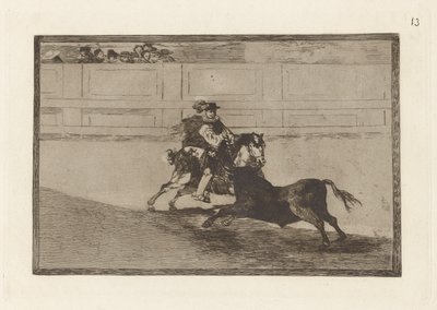 Un caballero espa?ol en plaza quebrando rejoncillos sin auxilio de los chulos (Asistanların Yardımı Olmadan Kısa Mızrakları Kıran Yüzükteki İspanyol Atlı Şövalye), La tauromaquia