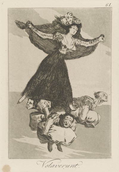 Volaverunt. (Uçmuşlar.), pl. Los caprichos serisinden 61 by Francisco de Goya
