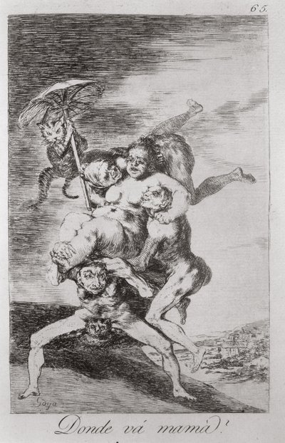 193-0082165 Annem nereye gidiyor?, 'Los caprichos'un 65. levhası by Francisco Jose de Goya y Lucientes