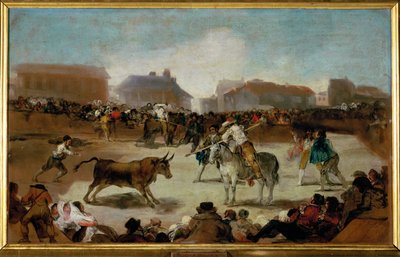 Bir köyde boğa güreşi (tuval üzerine resim) by Francisco Jose de Goya y Lucientes