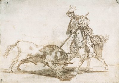 Boğa Güreşi: Cid, mızrağından başka bir boğayı deler 1815-16 (hazırlık çizimi) by Francisco de Goya
