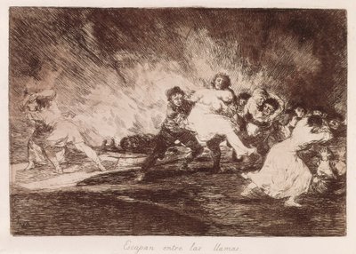GOYA Y LUCIENTES, Francisco de (1746-1828). Alevlerden kaçarlar. 1810-1812. (16,1 x 23,3 cm). "Savaşın Felaketleri"nin 47. Levhası. gravür İSPANYA. MADRİD (ÖZERK TOPLULUK). Madrid. Ulusal Kütüphane by Francisco Jose de Goya y Lucientes
