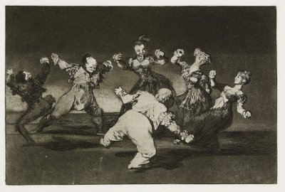 Neşeli çılgınlık (Disparate alegre), "Los Proverbios" dan 12. Levha, c.1819-24 (gravür, aquatint, lavis, cilalayıcı, kuru nokta ve kağıt üzerinde burin) by Francisco de Goya