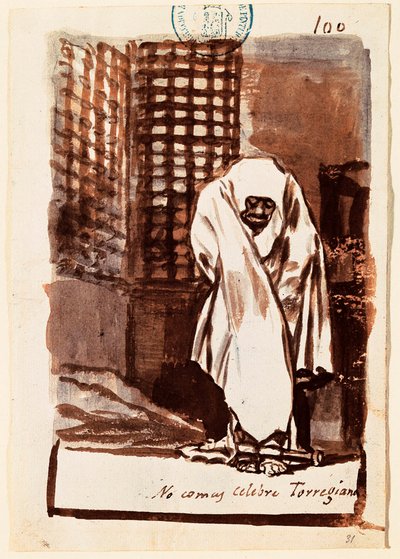 "Yeme, şanlı Torregiano": sanatçı, Engizisyonun bilim adamlarına göre konumunu kınıyor. Francisco de Goya y Lucientes (1746-1828) tarafından yapılan yıkama çizimi. 1803-1824. Madrid. Prado Müzesi. by Francisco Jose de Goya y Lucientes