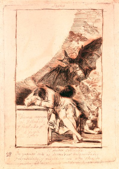 "Les caprices" dizisinin 43 numarası için hazırlık çizimi by Francisco de Goya