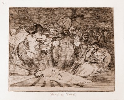Savaşın Felaketleri: Gerçek öldü (hazırlık çiziminden gravür by Francisco de Goya