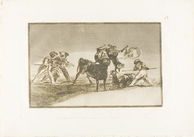 Moors, boynuzları toplarla uçmuş boğaya karşı kendilerini savunmak için eşekleri bir bariyer olarak kullanır, The Art of Boğa Güreşi