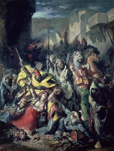 Moors Fighting (tuval üzerine yağlı boya) by Francisco Lameyer