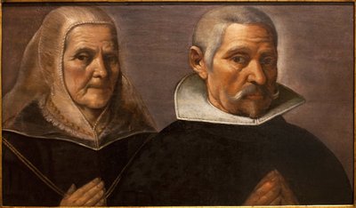 Dua eden yaştaki bir çiftin portresi. Francisco Pacheco (1564-1644), 1630 dolaylarında tablo. Sevilla, İspanya Güzel Sanatlar Müzesi. by Francisco Pacheco