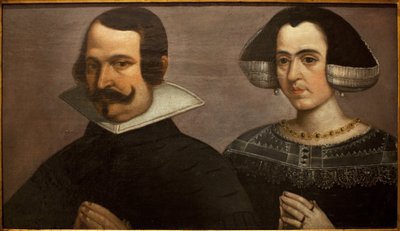 Dua eden genç bir çiftin portresi. Francisco Pacheco (1564-1644), 1630 dolaylarında tablo. Sevilla, İspanya Güzel Sanatlar Müzesi. by Francisco Pacheco