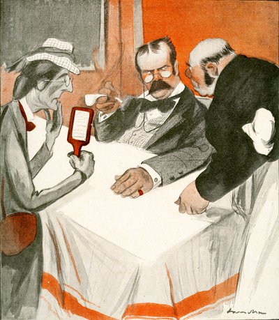 Bir Fransız restoranında menüyle boğuşan İngiliz bir çift, 1903 by Francisco Sancha y Lengo