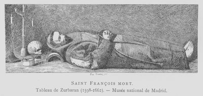 Assisi'li Aziz Francis'in cesedi (lito) by Francisco de (after) Zurbaran