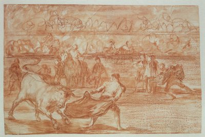 Boğa güreşi, 1815-16 (kağıt üzerinde kırmızı tebeşir) by Francisco de Goya