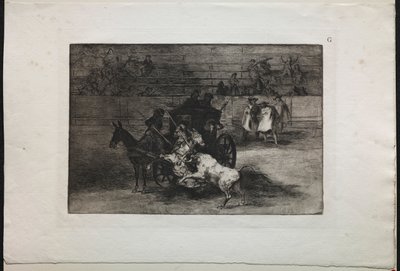 Boğa Güreşi: İki Katır Koşulu Arabada Dövüş, 1876. by Francisco de Goya