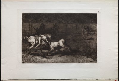 Boğa Güreşi: Mariano Ceballos, diğer adı Kızılderili, Boğayı Atından Öldürüyor, 1876. by Francisco de Goya