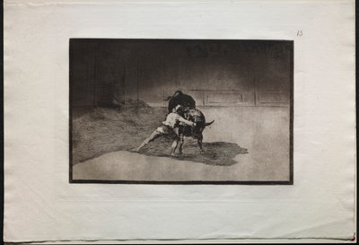 Boğa Güreşi: Ünlü Martincho, Boğa Oynayan Banderillaları Vücudunun Hareketiyle Yerleştiriyor by Francisco de Goya