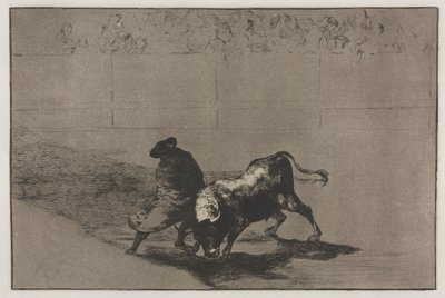 Boğa Güreşi: Çok Becerikli Falcı Öğrencisi, Pelerinine Sarılmış, Boğayı Vücudunun Oyunuyla Kandırıyor by Francisco de Goya