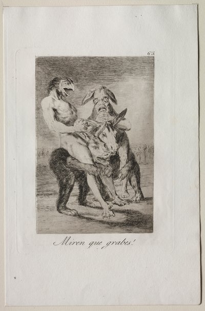 Kaprisler: Bak ne kadar ciddiler! by Francisco de Goya