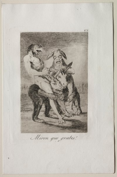 Kaprisler: Bakın Ne Kadar Ciddiler!. by Francisco de Goya