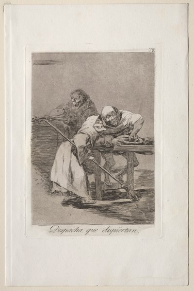 Caprichos: Çabuk Olun Uyanıyorlar. by Francisco de Goya