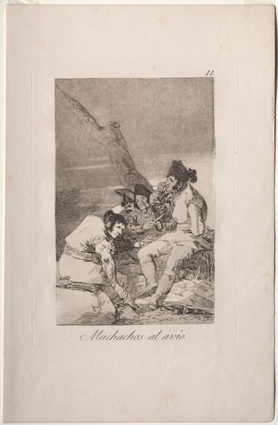 Caprichos: Delikanlılar Hazırlanıyor. by Francisco de Goya
