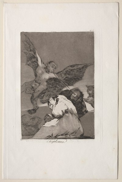 Caprichos: Masal Taşıyıcılar-Rüzgar Patlamaları by Francisco de Goya