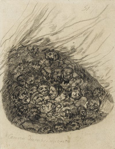 Comic Discovery, 1819-28 (kağıt üzerinde siyah tebeşir) by Francisco de Goya