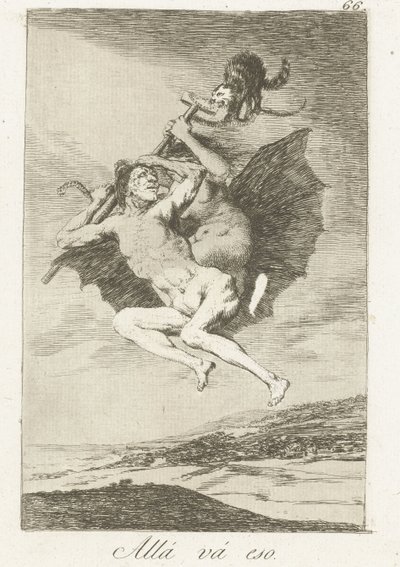 işte gidiyorlar Allá vá eso (nesnedeki başlık) Los Caprichos (dizi adı) by Francisco de Goya