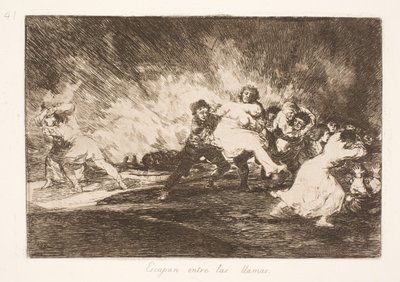 Alevlerin arasından kaçıyorlar (41) by Francisco de Goya