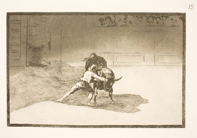 Ünlü Martincho, banderillaları yerleştirir, vücudunun hareketleriyle boğayı kandırır. by Francisco de Goya