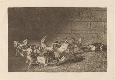 İki Takım Pikador Tek Bir Boğa Tarafından Birbiri ardına Fırlatıldı by Francisco de Goya