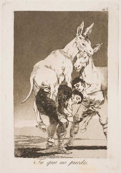 Yapamayanlar beni sırtında taşımalı by Francisco de Goya