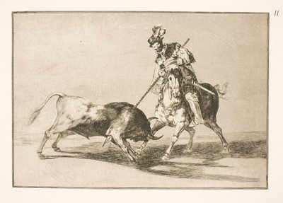 El Cid Campeador bir boğa daha tükürdü by Francisco de Goya