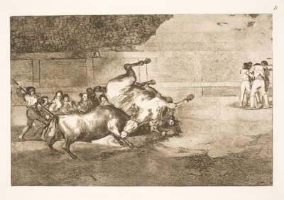 At bir boğa tarafından yere atıldı by Francisco de Goya