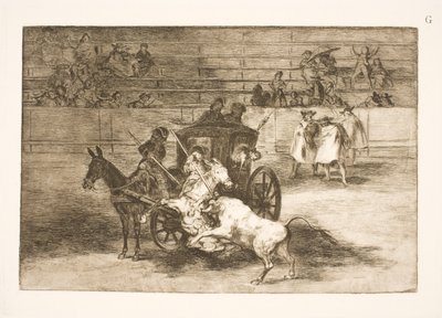 İki eşeğin çektiği at arabasından kavga by Francisco de Goya