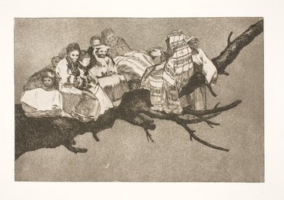 Saçma bir budalalık (Dallar arasında dolaşmak / Şapkasının arkasından konuşmak) by Francisco de Goya