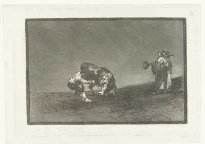 Martincho bir boğayı boynuzundan tutuyor El mismo vuelco en toro en la plaza de Madrid Boğa Güreşi (dizi başlığı) La Tauromaquia (dizi adı) by Francisco de Goya