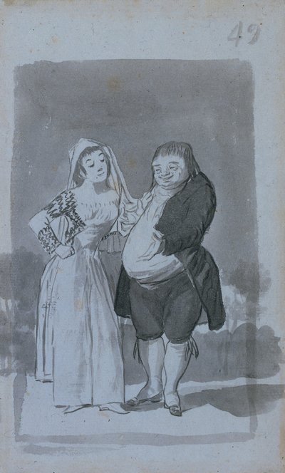 Fahişe, Şişman, Çirkin Bir Adamı İstemek, 1796-97. by Francisco de Goya