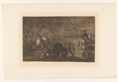 Köpeklerin saldırısına uğrayan boğa Les chiens lâchés sur le taureau Boğa Güreşi (dizi başlığı) La Taureaumachie (dizi adı) La Tauromaquia (dizi adı) by Francisco de Goya