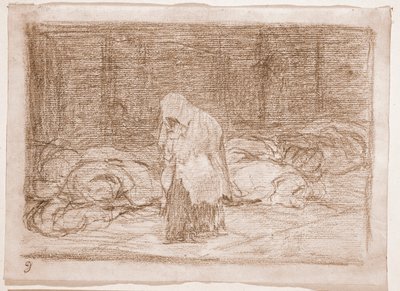 Savaşın Felaketleri: Cenaze yatakları (hazırlık çizimi by Francisco de Goya