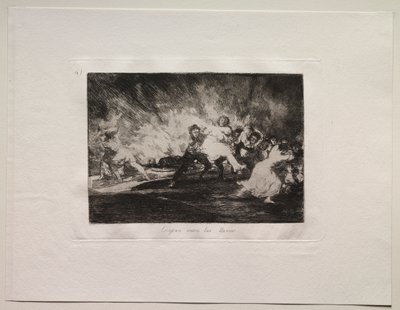 Savaşın Korkuları: Alevlerin İçinden Kaçıyorlar by Francisco de Goya