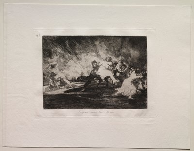 Savaşın Korkuları: Alevlerin İçinden Kaçıyorlar. by Francisco de Goya