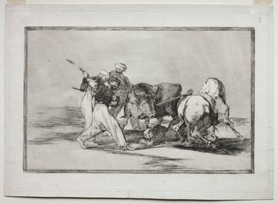 İspanya'ya Yerleşen Faslılar Kuran'ın Hurafelerinden Vazgeçip Bu Av Sanatını Benimsediler ve Açıkta Boğa Mızrakladılar by Francisco de Goya