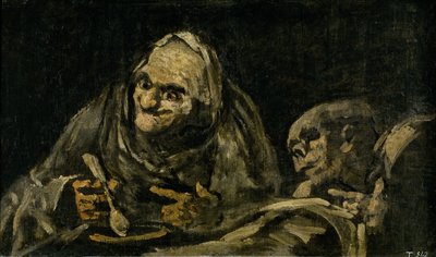 Cadı Demlemek Çorba Yiyen İki Yaşlı Adam by Francisco de Goya