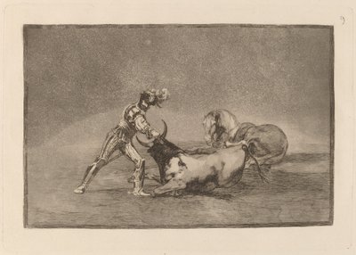 İspanyol Şövalyesi Atını Kaybettikten Sonra Boğayı Öldürdü by Francisco de Goya