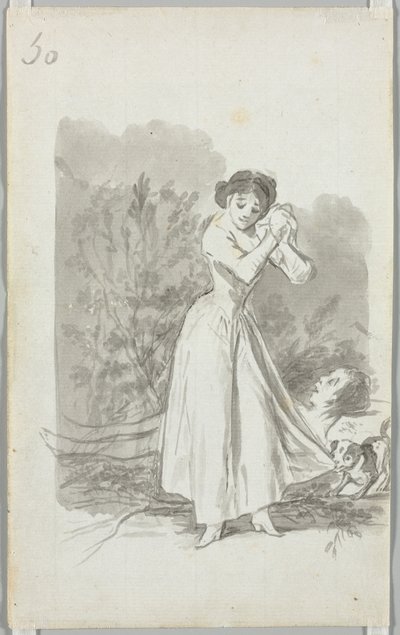 Ellerini Bir Adamın Çıplak Vücuduna Sıkan Genç Kadın (versi) by Francisco de Goya
