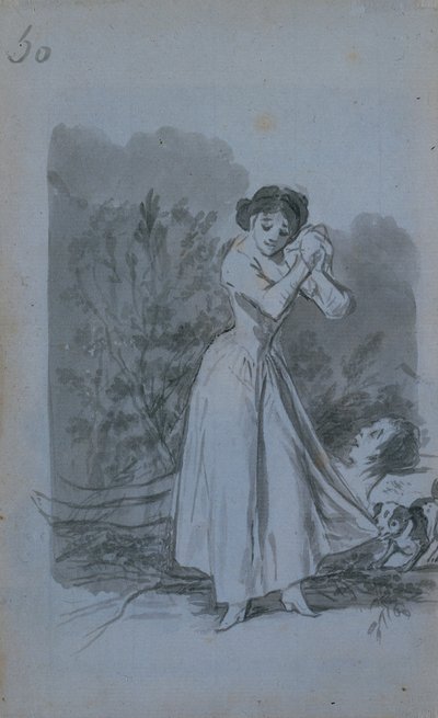 Ellerini Bir Adamın Çıplak Vücuduna Sıkan Genç Kadın, 1796-97. by Francisco de Goya