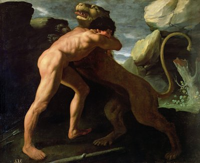 Nemea Aslanı ile Mücadele Herkül by Francisco de Zurbaran