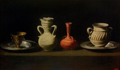 Dört Konteynerli Natürmort - Dört Gemili Natürmort - Zurbaran, Francisco, de (1598-1664) - 1633 ve 1664 arası - Tuval üzerine yağlıboya - 47x79 - Museu Nacional d