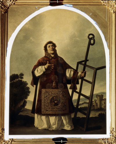 Romalı Aziz Lawrence (şehit, niteliği olarak görünen bir ızgarada öldü). (Aziz Lawrence). Francisco de Zurbaran